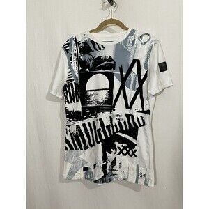 Smugglers Moon mens 100%authentic White Tshirt size XL black/Blue logo